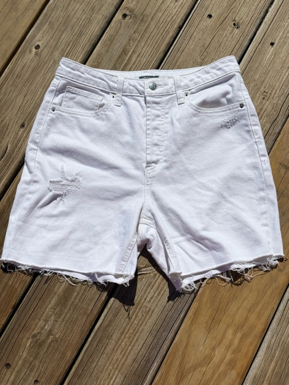 Wild Fable White Distressed Denim Frayed Hem Shorts